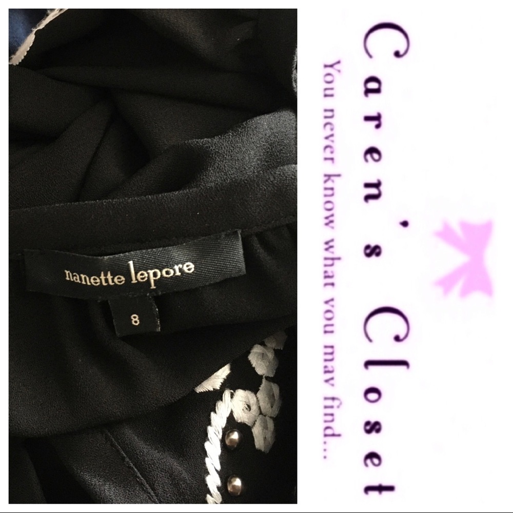 Nanette Lepore Black Embroidered Peasant Dress - Picture 5 of 8